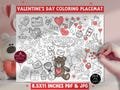 PRINTABLE Valentines Day Placemat For Kids, Coloring Page, Instant Download, Party Activity