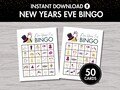 Printable New Years Eve BINGO | Instant Download, NYE Party Game, Kids Activity, Holiday Game, Classy Modern Design, 50 Bingo Cards