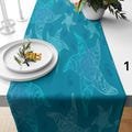 Navy Sailing Ship Runner, Nautical Table Runner, Nautical Symbols Table Clothes, Ship & Compass Table Setting, Dark Blue Nautical Runner