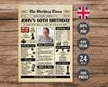 UK 60th Birthday Newspaper Poster, Back in 1965 British Poster, What Happened in 1965, Born in 1965 Sign United Kingdom Version Printable