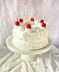 White fake cake, 8 inch faux cherry cake, white display cake