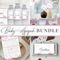 Pink Bows Baby Shower Decorations BUNDLE, Customisable Aqiqah invite, water bottle labels, Muslim Aqeeqah, Evite Party Sign, Bunting PBPP014