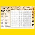 Happy New Year Word Search Poster 24x36in - Giant Word Search - New Year's Themed Party Game - Digital Download - Ready to Print