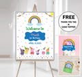 Peppa Welcome Sign, First Birthday Welcome sign for kids, Pink Pig Peppa Welcome sign, Kids birthday digital welcome sign, Photo Backdrop