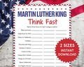 MLK Think Fast Martin Luther King Day Games for Kids MLK Day Family Games MLK Day Classroom Games Mlk Activities Black History Month Games
