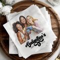 Galentines day 2025 custom photo napkin, sister squad cocktail bar napkin, personalized party decor, galentine gang anti valentine singles