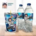 Personalized Astronaut water wrappers with photo, Astronaut water labels, Astronaut Capri sun labels, Astronaut snacks party labels. 2095WJ