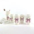 Pink Bow Paper Drink Cups - Hearts & Stripes, Sweetheart Birthday, Valentines Party Supplies, Bow Favor Cups, Coffee Cups, Hot Chocolate Bar