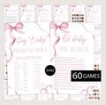 Girl Baby Shower Games,Blush Bow Baby Shower Theme,Editable Game Bundle,Pink Baby Shower Theme,Instant download Games
