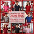 40 Valentines Day Gildan 5000B Youth Kids Tshirt Mock-Ups Bundle, Valentines Day T-shirt Mockup Gildan 5000B Kids Tee Digital POD JPG
