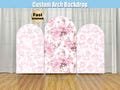 Pink Floral Arch Backdrop Cover Stand Toile Bridal Baby Shower Girl Party Custom Bow Flowers First 1st Birthday Arched Chiara Wall Panels