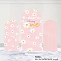 Daisy Custom Arch Cover Groovy One Birthday Backdrop Polyester Double-Sided Pink Daisy Flower Arch Backdrop 1st Birthday Baby Shower Decor