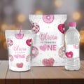 Sweetheart 1st Birthday Bundle, Little Sweetheart 1st Birthday Party favors, Donut Valentine First Birthday Sweet One Bday Decor, B472