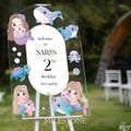 Magical Sea Friends Girls 2nd Birthday Sign, Custom Unicorn Dolphin & Mermaid Birthday Welcome Signage For 2nd Birthday Party Decorations