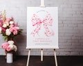 Pink Bow Valentines Day 1st Birthday Welcome Sign Coquette Sweet Girl Valentines First Birthday Welcome Board Little Sweetheart Welcome sign