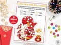 Chinese New Year Candy Dice Game Printable, Roll The Dice Party Game for Kids, Fun Classroom Activities, Snake Lunar New Year Party Games