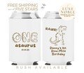 Custom Dinosaur Can Coolers - ONE-asaurus & Rawr T-Rex | Muted First Birthday Party Favors for Dino-Themed Celebration, 1st Birthday Favors