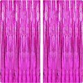 Foil Fringe Backdrop Curtains, Tinsel Streamers Backdrops for Photoshoot, Rose Red Foil Fringe Curtain Birthday Party Decorations