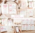 Pink Bow Baby Shower Invitation Bundle, Pastel Pink Baby Shower Invite, Girl Baby Shower, Pink Coquette Bow, Editable Template, B1
