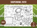 Superbowl 2025 Activity For Kids, Superbowl Party, Souperbowl Fun For Kids, Football Activity Page For Kids, Football Party, Superbowl 2025