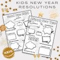 Printable Happy New Year's 2025 Resolutions 2024 Reflections Coloring Pages Fun Creative Download for Kids Mindfulness Gratitude activities
