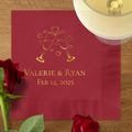 Valentine Wedding Napkins, Valentine Foil Cocktail Napkins, Foil Luncheon Napkins, Custom Wedding Napkins, Personalized Celebration