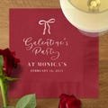Coquette Galentine's Party Napkins Valentine's Bow Foil Cocktail Napkins Personalized Foil Luncheon Napkins Custom Party Decor