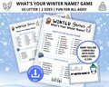 What's Your Winter Name, Winter Name Game, Winter Party Game, Winter Game, Wintertime Game, Name Generator, BONUS NAMETAGS + SIGN