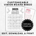 Vision Board Bingo Printable | 2025 Bingo Card Template | New Year Resolution Board | New Year Goals Idea | New Years Activity Printable