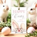 Easter Bunny Ears Gift Tag Editable Floral Easter Bunny Ears Favor Tag Printable Watercolor Bunny Ears  Instant Download Corjl Template E2