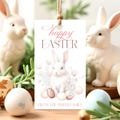 Editable Floral Easter Bunny Gift Tag Template Printable Elegant Easter Flowers Favor Tags Easter Egg Bunny Tag Instant Download E2