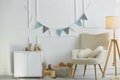 Bunting Banner for Neutral Boy Nursery Decor, Party Garland, Handmade Wall Hanging Fabric Triangle Flags for Baby Room, Banner Nursery Boy