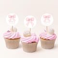 Pink Bow Cupcake Toppers, Pink Coquette Bow, Girl 1st Birthday Cupcake Toppers, Printable Cupcake Toppers, Editable Cupcake Toppers, BD126
