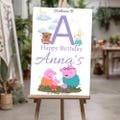 Editable Peppa Pig Birthday Welcome, Sign Canva Template, Personalized Party Decoration,