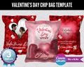 Valentine's Day Chip Bag Template , Valentine's Day Favor Bag , Printable Digital Bag , Chip Bag Wrapper , Party Favor Template , Editable