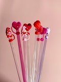 Valentine Heart Tumbler Straw Silicone Topper Cute Gnome Straw Cover Pink Heart Straw Topper Red Be Mine Straw Dust Cover Tumbler Accessory