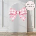 Pink Bow Baby Shower Balloon Arch Backdrop Blush Pink Ribbon Bow Welcome Sign Pink Coquette Baby Shower Photo Background Printable Template