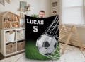 Custom Football Blanket Custom Soccer Blanket With Name Personalized Gift for Kids Personalized Gift, Christmas Gift