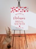 Editable Valentine's Day Bridal Shower Welcome Sign Template Red & Pink Heartsshow Coquette Bridal Shower Sign Printable Corjl 0141