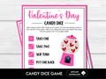 Valentine's Day Candy Dice Game, Valentine's Activity for kids, Printable Valentine's Day Game, School Party Game, Pass the Candy Game