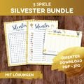 New Year's Eve Games Bundle for Download | 3 Party Games | Emoji Puzzles | Games to Print in German | For Children & Adults | New Year