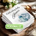 Custom baby name napkin for baby shower, welcome baby boy napkin, celebrate baby napkin, baby shower napkin, luncheon and cocktail napkin