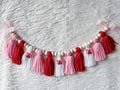 Cherry Pink Bow Valentines Day Tassel Garland/Coquette Valentine/Valentine Decor/Bows and Cherries Garland/Cherry Valentine