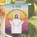 I Am the Resurrection Bible Verse Flag - Christian Easter Flag - Jesus Garden Flag - Catholic Banner or Porch Flag - Christian Yard Decor