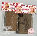 Printed/Shipped Personalized Popcorn Valentine's Day Treat Bag, Valentine Goody Bag, Popcorn Valentine, Topper and Bag Included!
