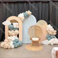 137pcs Boho Balloon Arch Kit - White, Blue & Sand Balloons Garland for Baby Shower, Birthday Party Decor, Gender Reveal, Wedding Decor