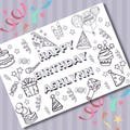 Personalized Birthday Coloring placemat| Gender neutral Birthday coloring| Birthday Parties| Birthday activity|Digital Download| Instant