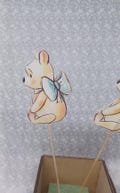 10- Double Sided Classic Winnie the Pooh with Bow Centerpiece Pick, Centerpiece Baby Shower, Birthday, Gender Reveal Party Decorations