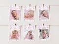 Pink Bow First Year Photo Banner, Valentine First Birthday Monthly Banner, Blush Pink 1st Birthday Girl Milestone, Printable Template. V003