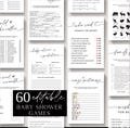 Minimalist Baby Shower Games Bundle, Modern Package Games for Baby, Editable Games, Printable would she rather, prediction and advice